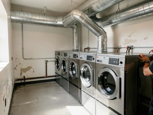 East Windsor Dryer Vent Cleaning team performing large-scale commercial dryer vent cleaning in East Windsor