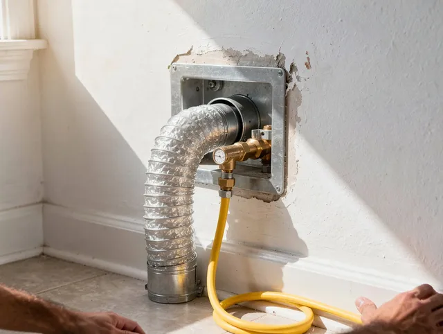 East Windsor Dryer Vent Cleaning certified technician performing specialized gas dryer vent cleaning in East Windsor